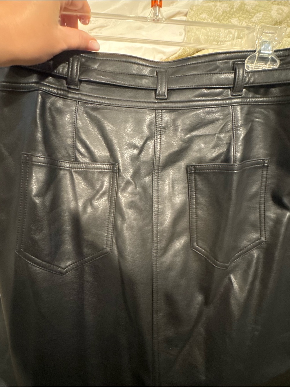 Pilcro Black Faux Leather Maxi Skirt with Belted Waist - Picture 12 of 12